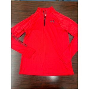 Under Armour Youth Red Long Sleeve Loose Fit 1/4 Zip Shirt Size Youth X-Large